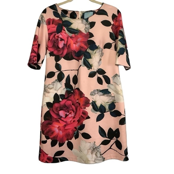 CeCe by Cynthia Steffe‎ Romantic Flower Print Shift Dress Size L - Picture 2 of 8